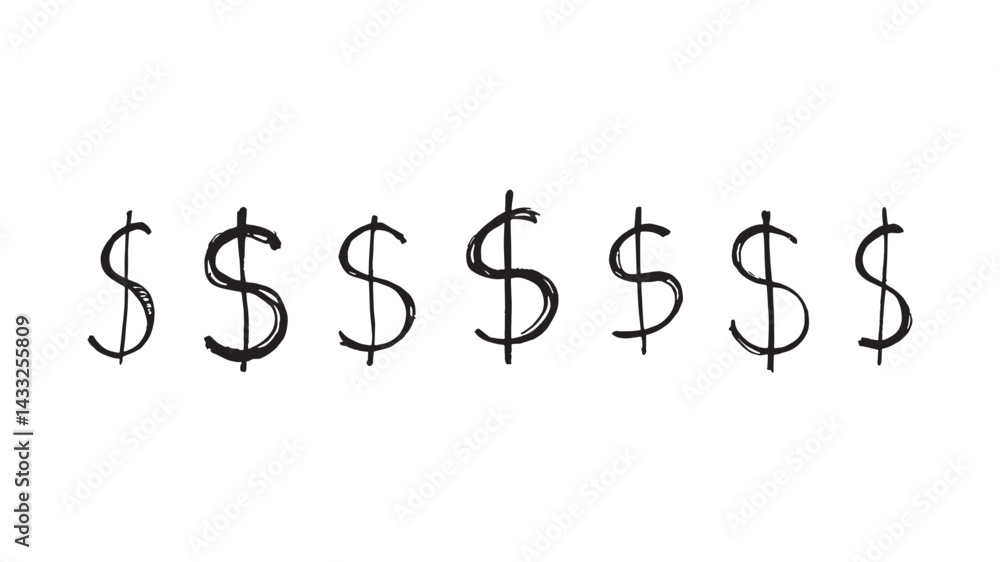 Dollar Sign line art illustration representing wealth and financial concepts Dollar Sign line art illustration representing wealth and financial concepts