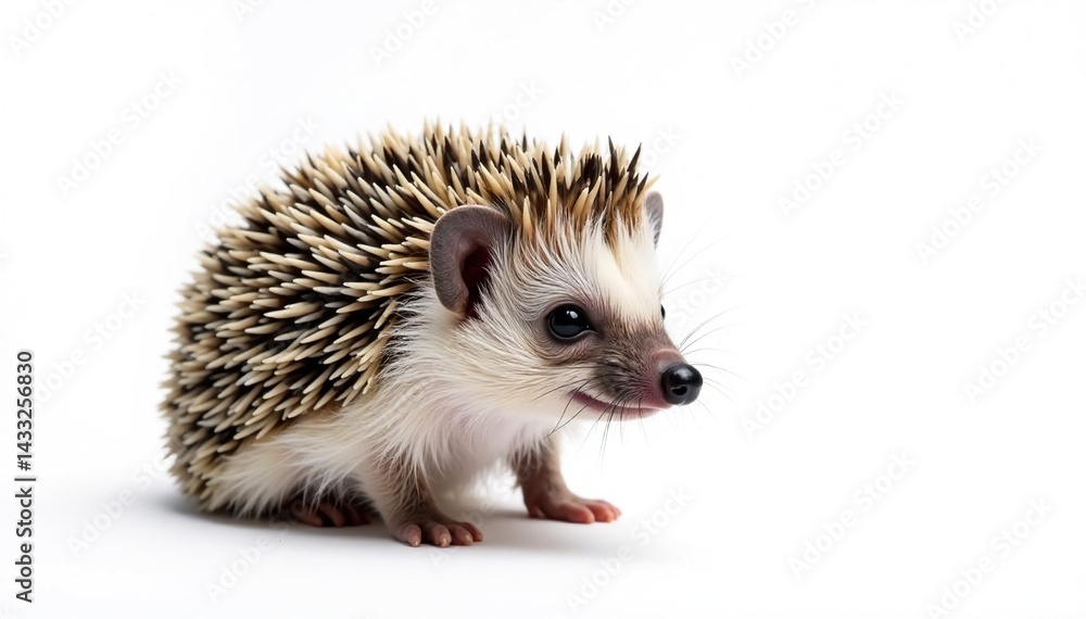 Obraz premium Small hedgehog isolated on pure white background, element, day