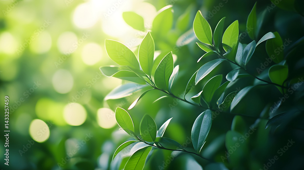 Fresh green leaves shine in the sunlight creating a tranquil scene in nature Greenery evokes a sense of peace. Fresh green leaves shine in the sunlight creating a tranquil scene in nature Greenery evokes a sense of peace.