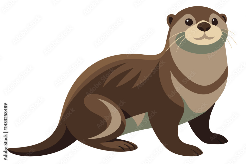 Obraz premium Sea Otter side view vector illustration 