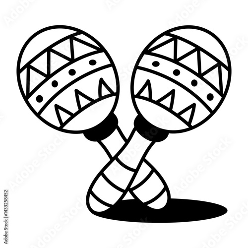 A hand drawn style icon of maracas 
