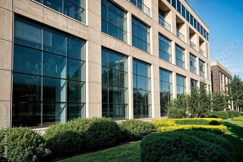 architectural facade building with of glass elements exterior of a modern industrial building modern business gray contemporary building in urban street setting corner business building