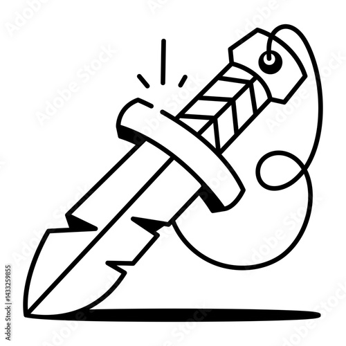 A hand drawn style icon of a dagger 
