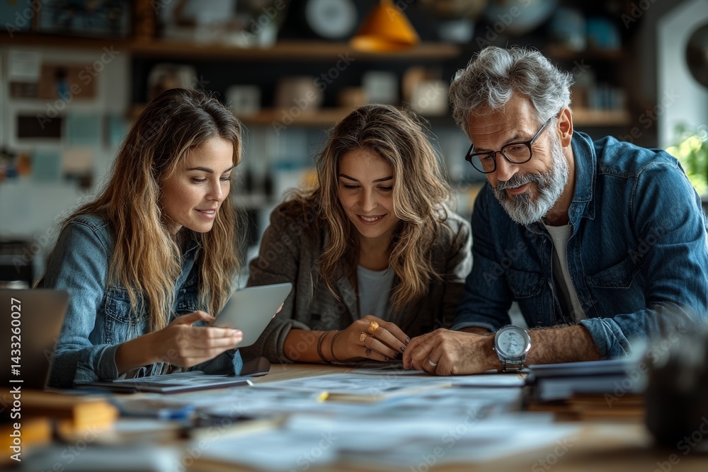 Fototapeta premium Bank advisor helps clients with financial planning. Generative AI