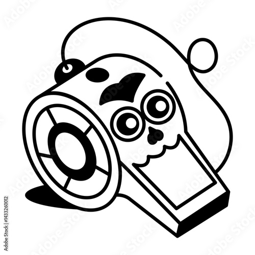 A doodle style icon of a mexican whistle 
