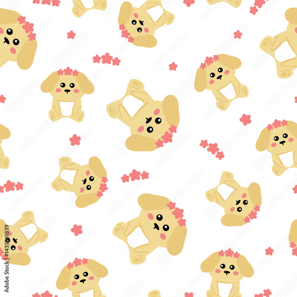 Seamless pattern cute cartoon puppy. animal pattern for wallpaper, background and gift wrap paper Seamless pattern cute cartoon puppy. animal pattern for wallpaper, background and gift wrap paper
