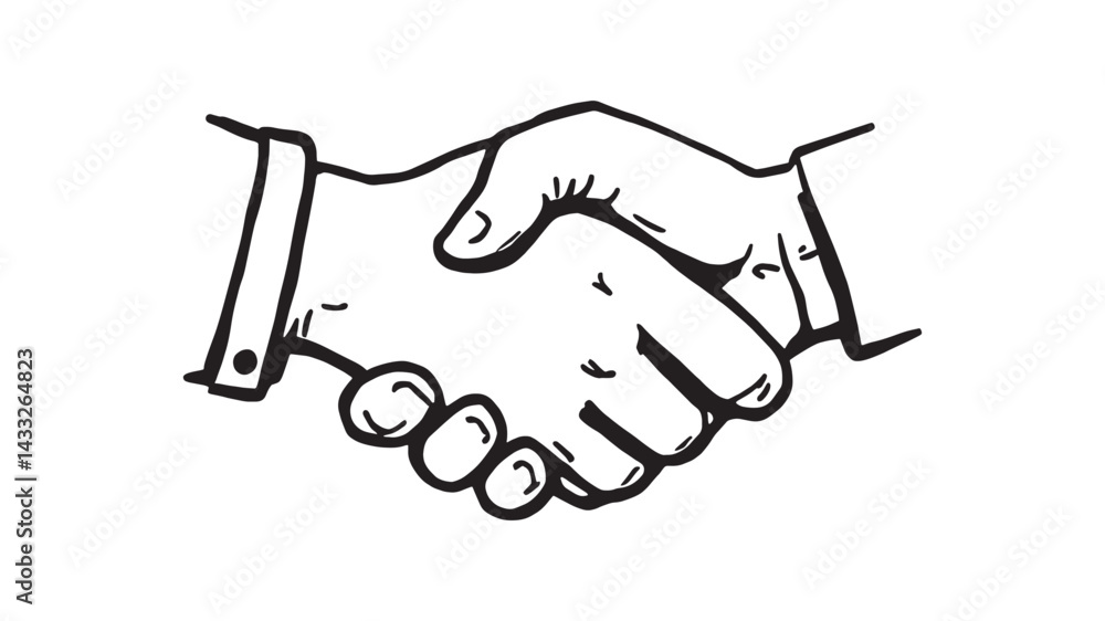 Fototapeta premium Handshake line art illustration symbolizing partnership and mutual agreement in design