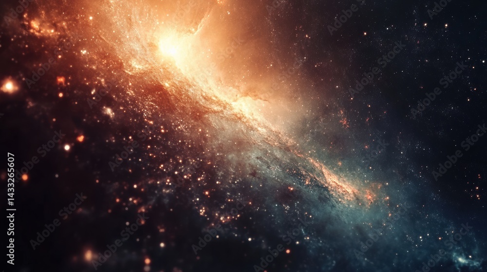 Obraz premium Distant galaxy cluster glowing in deep space