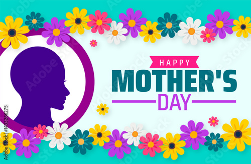 Happy Mother's Day Celebrate Mom on May 11th Background banner or poster design with flower and women icon. A day for love, appreciation, and family. Enjoy  flowers,  Honor, gratitude.