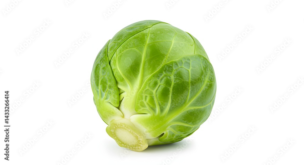 Brussels Sprout: A close-up studio shot reveals a vibrant green Brussels sprout. Showcasing the freshness of this culinary staple, perfect for health and wellness. Brussels Sprout: A close-up studio shot reveals a vibrant green Brussels sprout. Showcasing the freshness of this culinary staple, perfect for health and wellness.