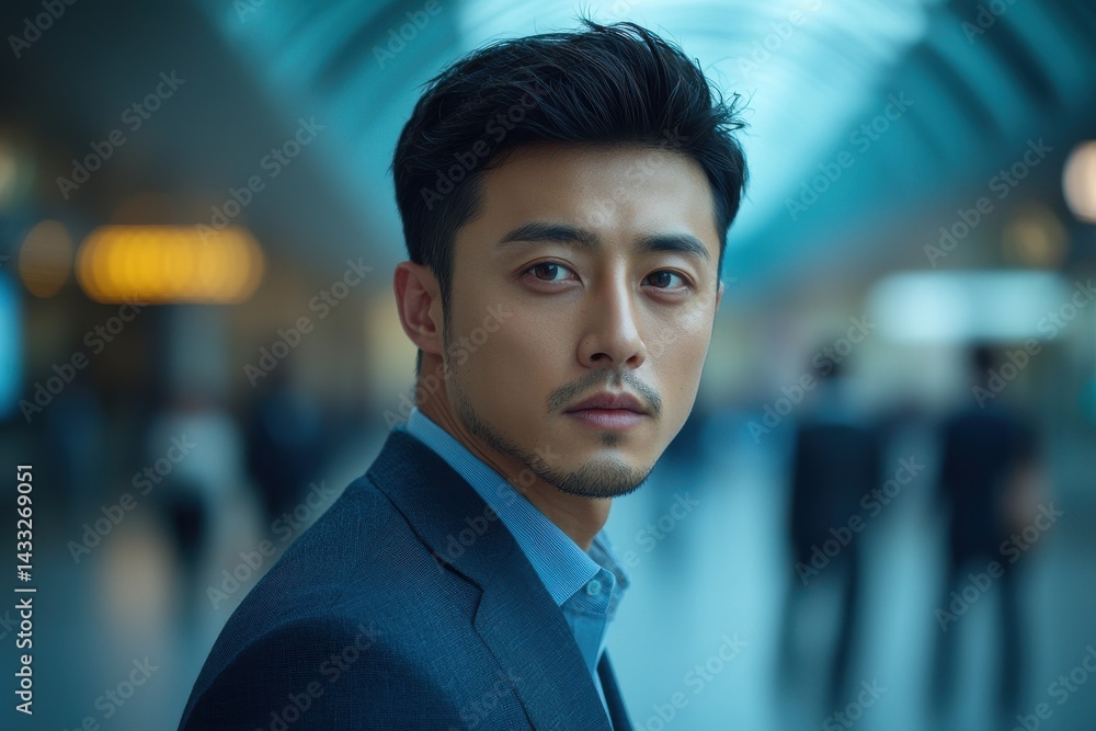 Professional Businessman in Modern Airport Setting Professional Businessman in Modern Airport Setting
