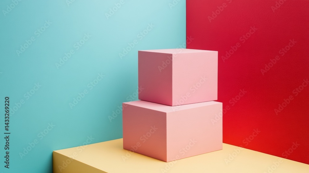 Obraz premium Geometric pastel cubes on colored background