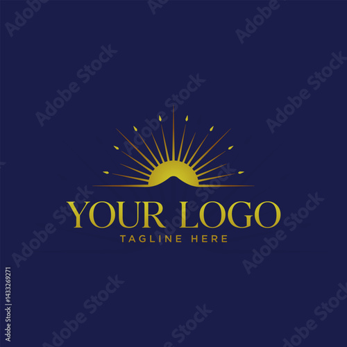 A glowing sun logo or symbol