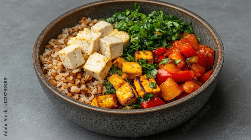 Healthy Food Choices with Tofu, Grains, and Fresh Vegetables in a Bowl for Nutritional Benefits and Culinary Inspiration Healthy Food Choices with Tofu, Grains, and Fresh Vegetables in a Bowl for Nutritional Benefits and Culinary Inspiration