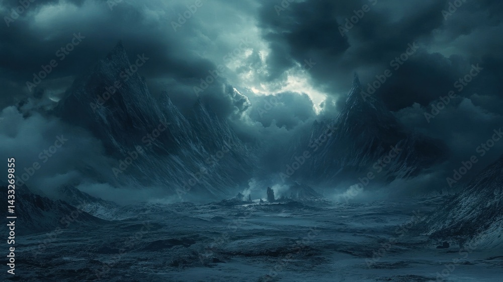 Dark storm clouds gathering over mountain peaks Dark storm clouds gathering over mountain peaks