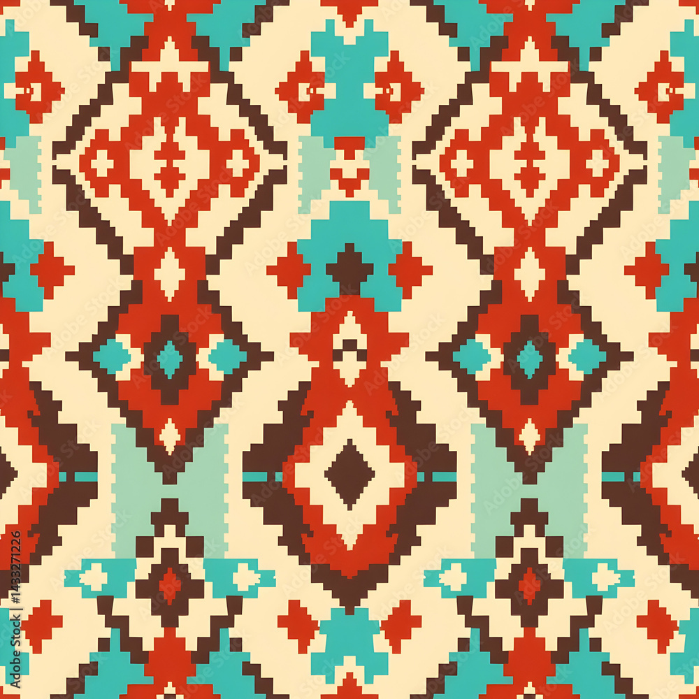 Elegant Navajo textile design in modern hues, seamless pattern. Elegant Navajo textile design in modern hues, seamless pattern.