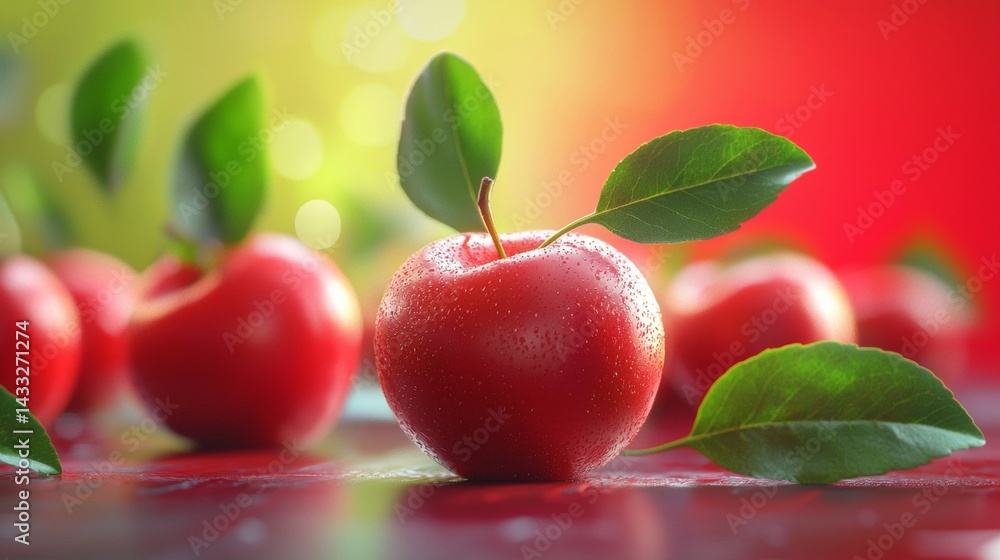 Obraz premium Red apples on vibrant background
