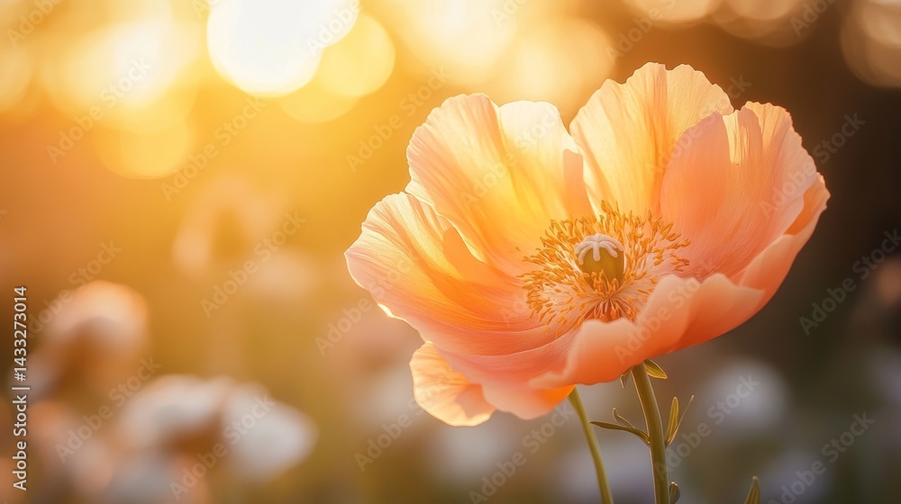 an orange peony-like mountain flower glowing in sunset light, layered petals, warm soft tones, macro shot, vertical botanical photo an orange peony-like mountain flower glowing in sunset light, layered petals, warm soft tones, macro shot, vertical botanical photo