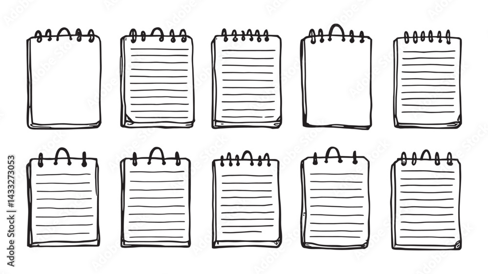 Notepad line art illustration representing organization and productivity in design Notepad line art illustration representing organization and productivity in design