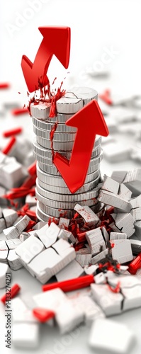 Obraz na płótnie Market growth symbolized by rising arrows breaking through stacked coins business finance concept abstract environment w salonie