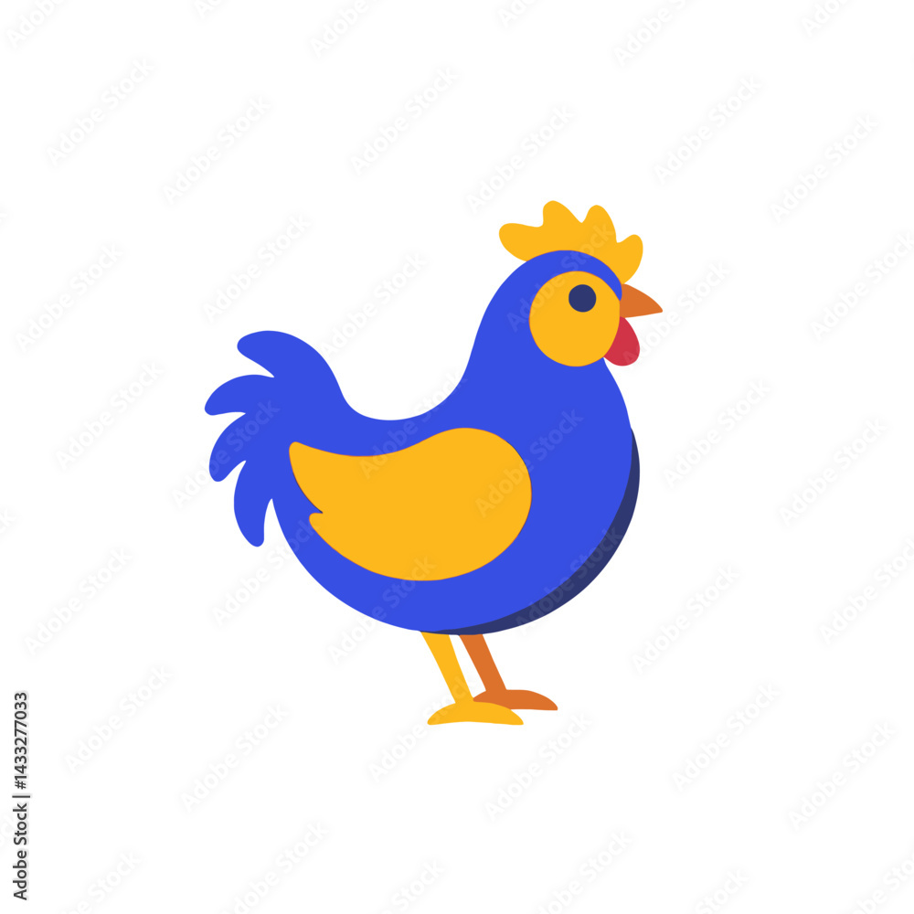 Obraz premium Blue-Chicken-Illustration-Vector-Graphic-Poultry