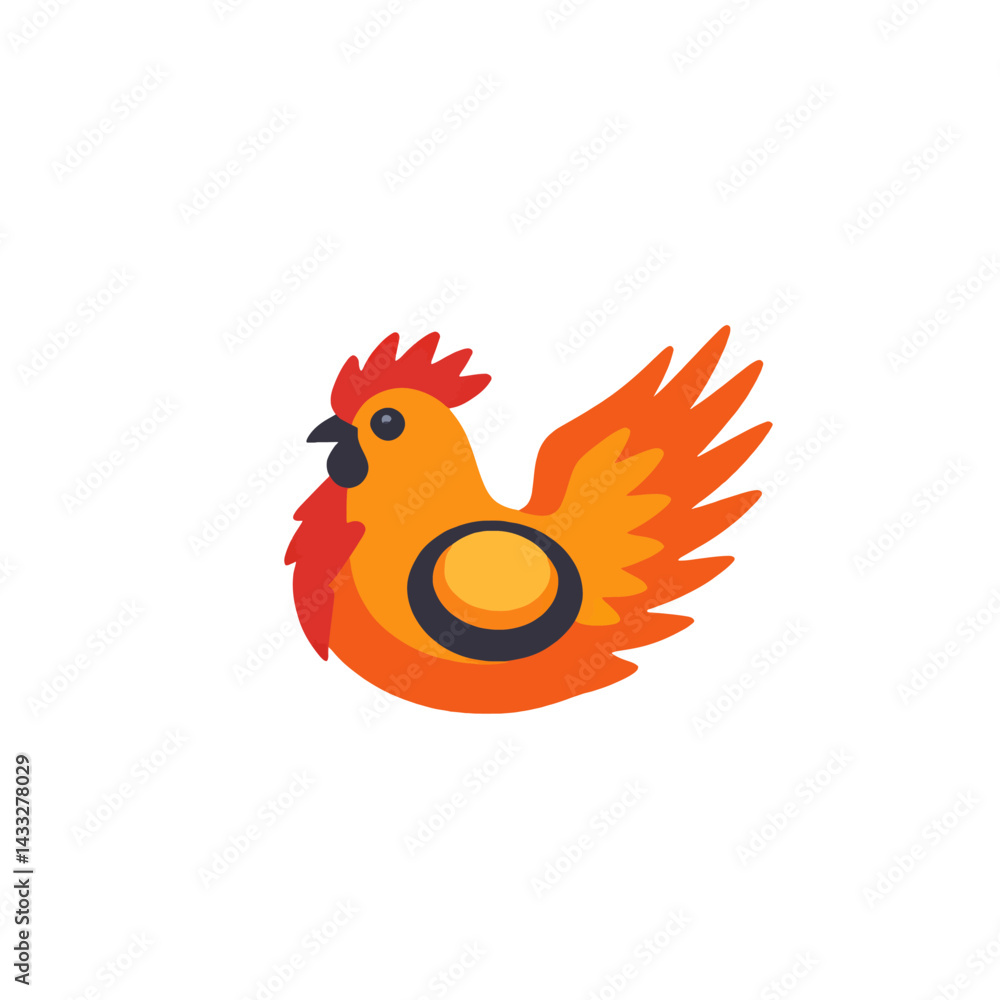 Obraz premium Cartoon-Chicken-Illustration-Cute-Poultry-Animal