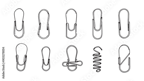 Paperclip line art illustration showcasing functional and sleek office accessories