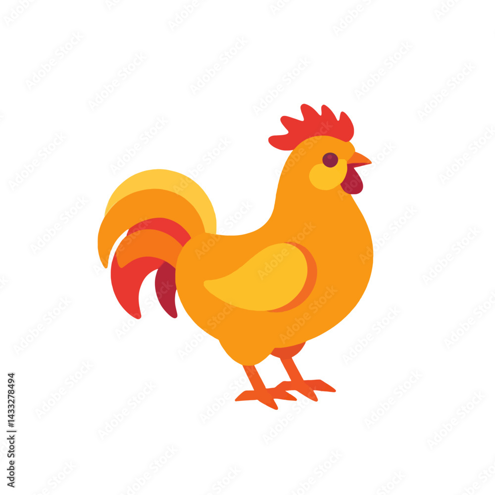 Cartoon-Rooster-Illustration-Farm-Animal-Poultry-Chicken