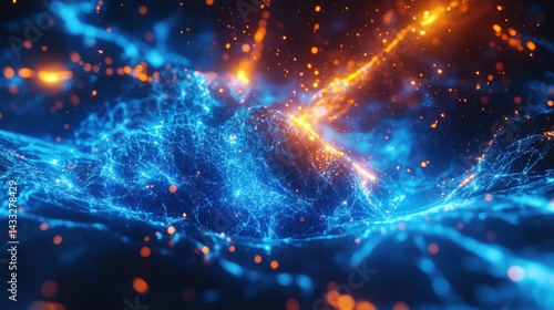 Abstract Energy Explosion with Electric Blue Sparks