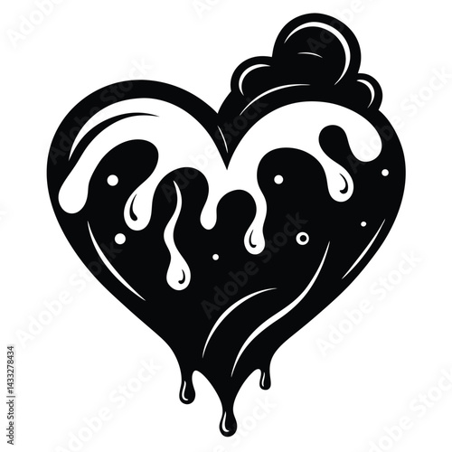 Wallpaper Mural Heart Silhouette with Melting Splash Effects, Abstract Design, Monochromatic Torontodigital.ca