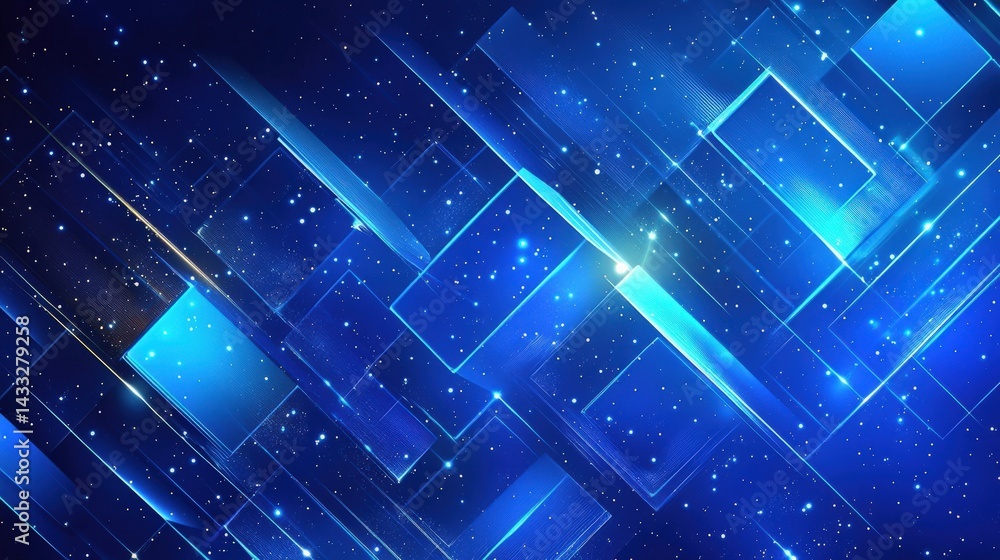 Obraz premium Abstract Blue Geometric Digital Art