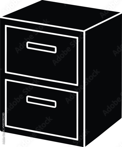 drawer icon black silhouette vector illustration on transparent background
