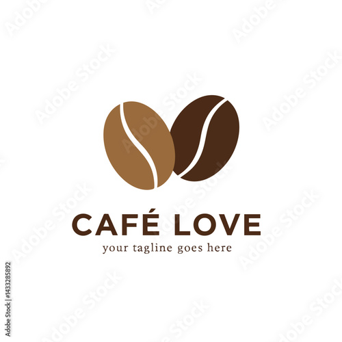 Cafe Love Logo with Coffee Beans Graphic

