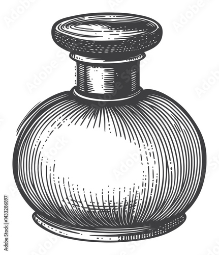 Vintage Engraving of a Decorative Perfume Bottle Illustration