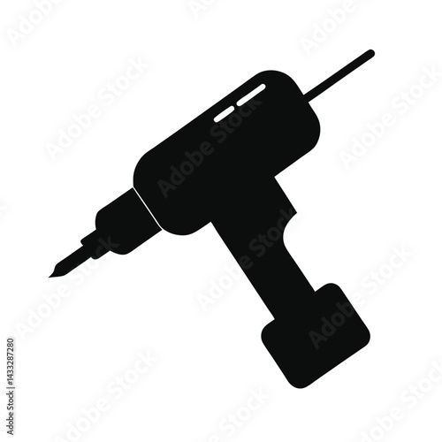 Drill Machine Black Silhouette Icon Illustration