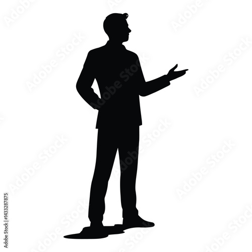 Angel investor pitch Silhouette, Vector, Icon, Logo, White Background.