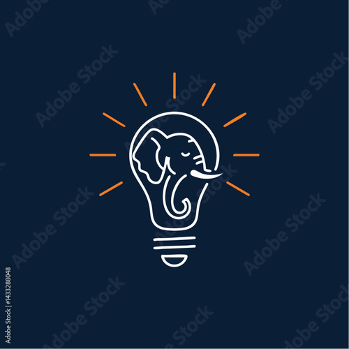 Elephant Think Logo - Idea and Wisdom Concept

