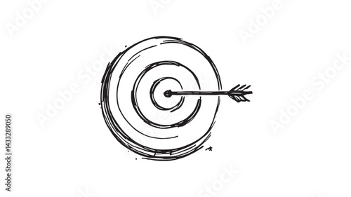 Target line art illustration representing focus and goal achievement visually