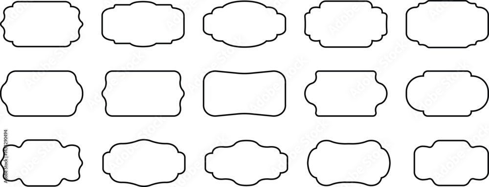 Obraz premium Vintage frames and labels shape. Luxury vintage frames, retro labels, royal wedding insignia, sale sticker, text note badge, price tag, paper black silhouette set. Ornamental label frames.