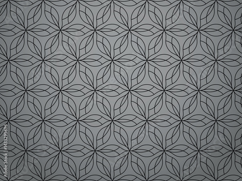 Flower geometric pattern. Seamless vector background. Gray and black ornament. Ornament for fabric, wallpaper, packaging. Decorative print