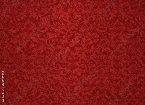 Intricate red damask wallpaper, luxurious texture, red, ornate