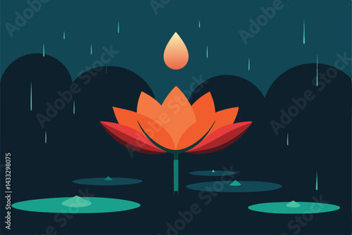 water lily in the night