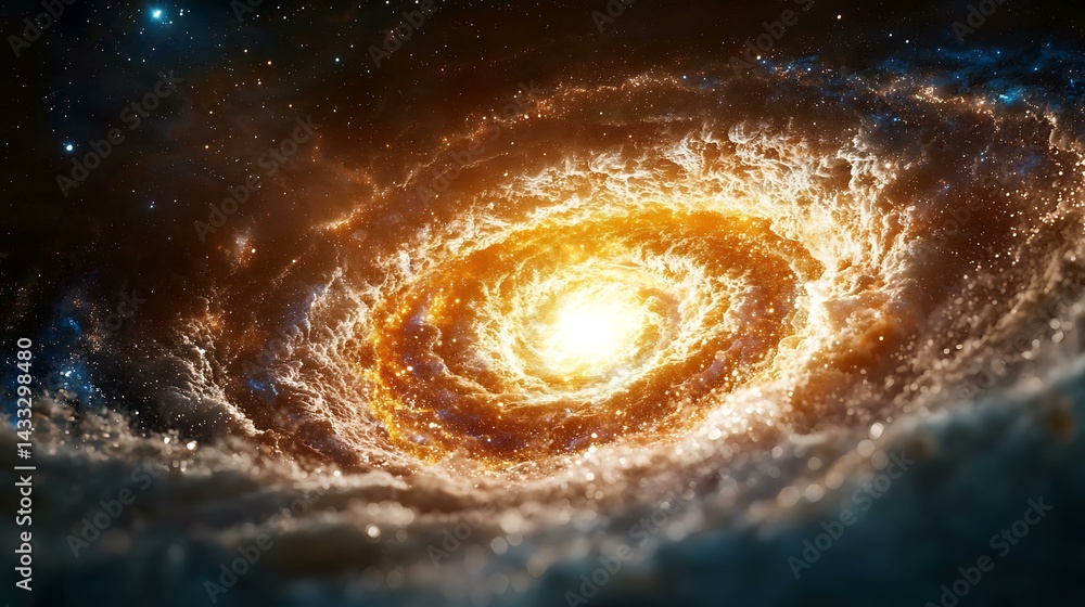 Fototapeta premium Majestic Spiral Galaxy Illuminated by Stars and Cosmic Dust