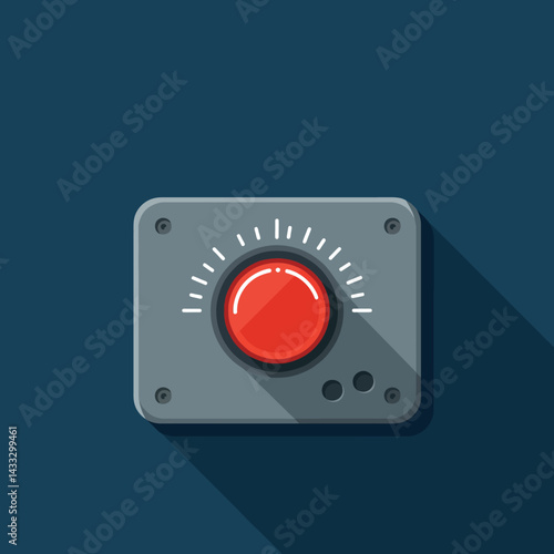 Red control knob on gray panel with long shadow flat design vector illustration Free Download Red control knob on gray panel with long shadow flat design vector illustration - GFXLoad