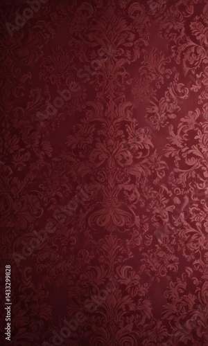 Opulent burgundy damask wallpaper, intricate detailing , wallpaper texture, seamless
