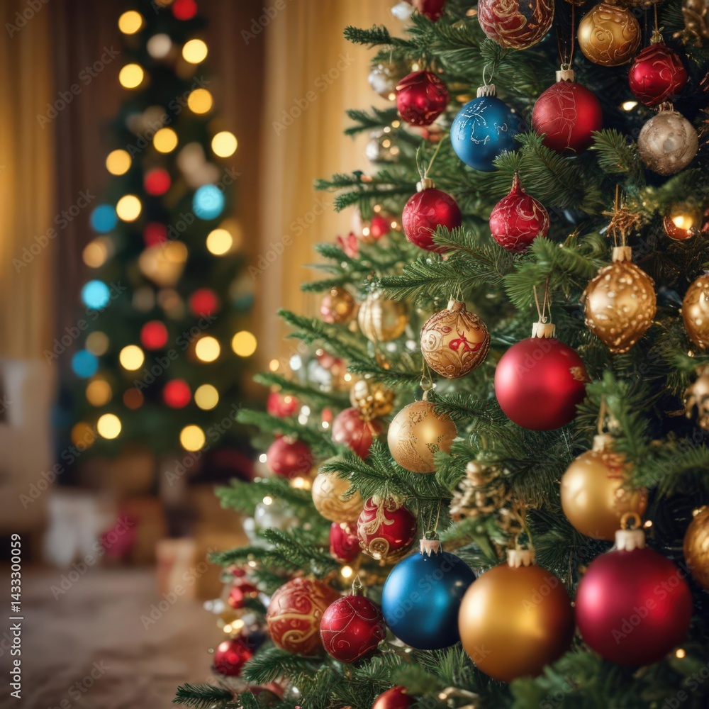 Fototapeta premium christmas tree decorations, christmas tree and decorations, christmas tree with decorations