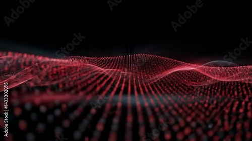 Abstract red backdrop design features glowing lines in a fractal wave pattern