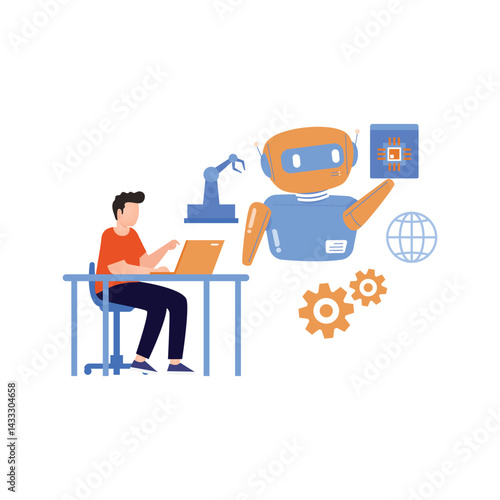 Robot development Vector illustration which can easily modify or edit