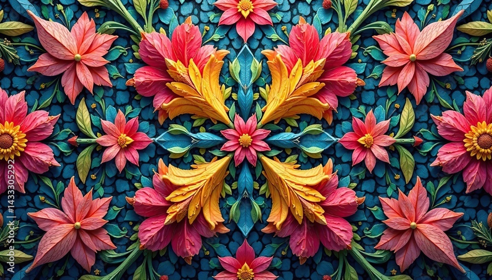 Intricate floral motif within a tessellated hexagon pattern , home, floral pattern, beauty Intricate floral motif within a tessellated hexagon pattern , home, floral pattern, beauty