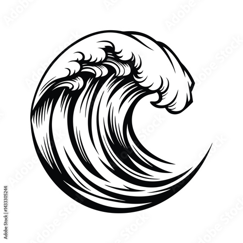 Monochromatic Sea Wave | Strong Swell | Ocean Outline Icon